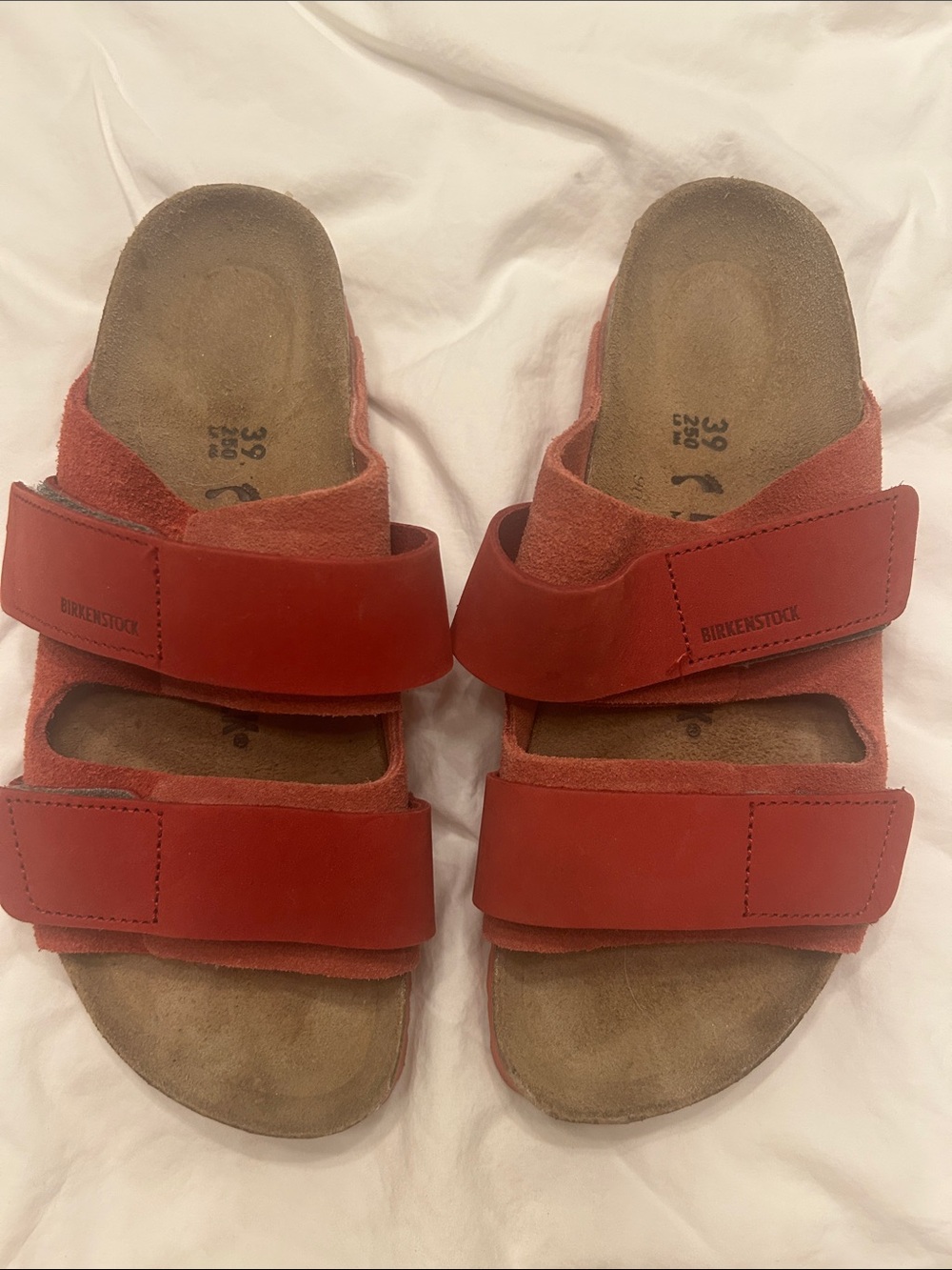 Birkenstock  Red Double-Strap Slides